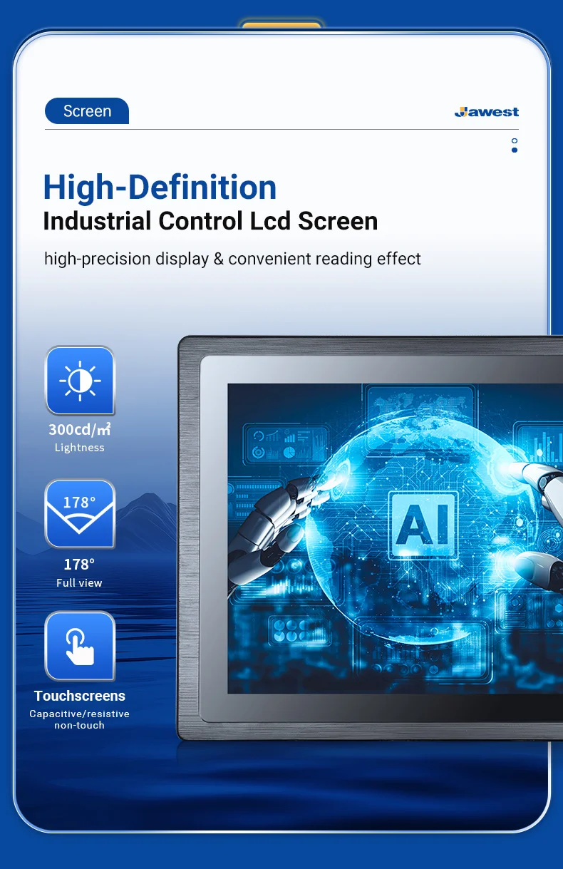 Wall Mounted IP65 Industrial Touch Screen Monitor 10.1/12.1/15/15.6/17/18.5/19/21.5/23.8 Inch 4:3 DVI USB New ATM RK3568 Android