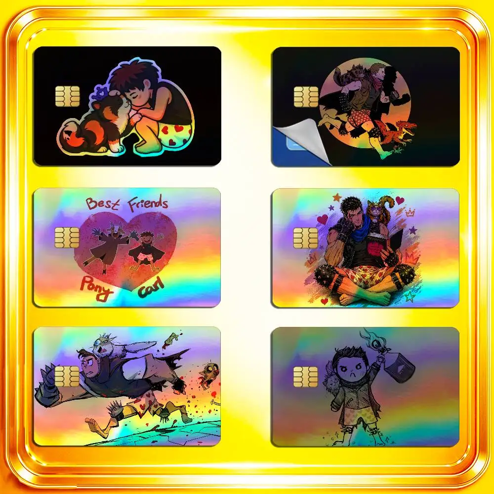 For Dungeon Crawler Carl Credit Bank Sticker ID Access Card Cover Skin Rainbow Color Laser Stickers Film