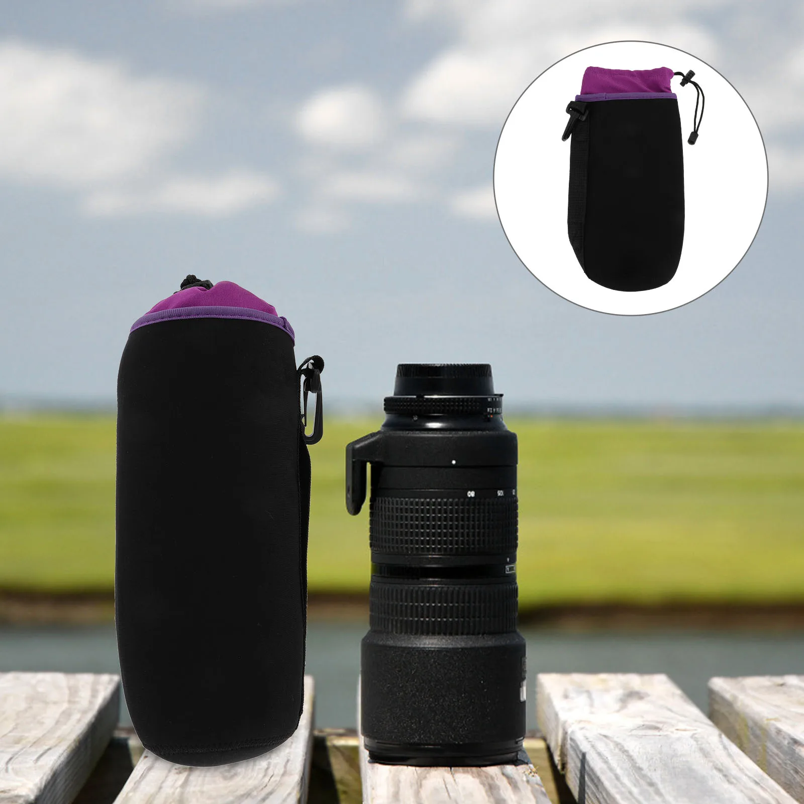

Dslr Camera Lens Case Bag Neoprene Pouch Thick Water Resistant Xl Black Protects Dust Bumps Scratches Belt Loop Snap Clip