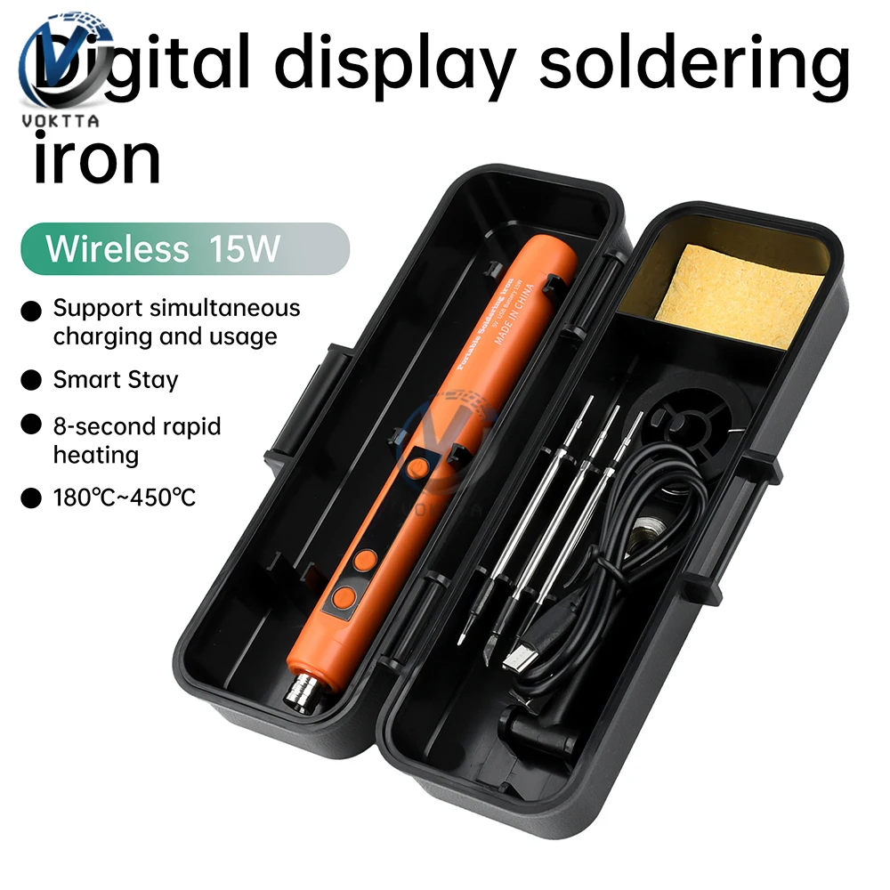 

USB Intelligent Electric Soldering Iron Fast Heating Solder Iron Tip Type-C 5V 15W Battery Charging Portable Repair Welding Tool