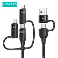 USAMS 3in2 USB Cable for iPhone 14 13 12 11 Pro Max 100W Type C PD Fast Charging Cable for MacBook Pro iPad Samsung USB C Cable