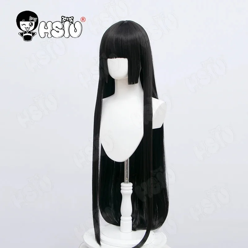 Peluca de Cosplay Enma Ai, peluca de Cosplay de Anime Hell Girl, pelo largo negro HSIU + gorro de peluca gratis, peluca de Hell Girl para fiesta de Halloween
