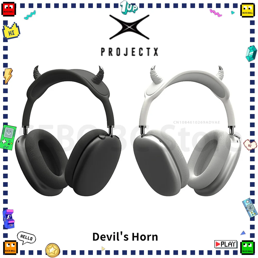 

ProjectX Devil's Horn Earphone Head Beam Devil Earphone Crossbeam Minority Creative Silica Gel Headset Accessory For AirPods Max