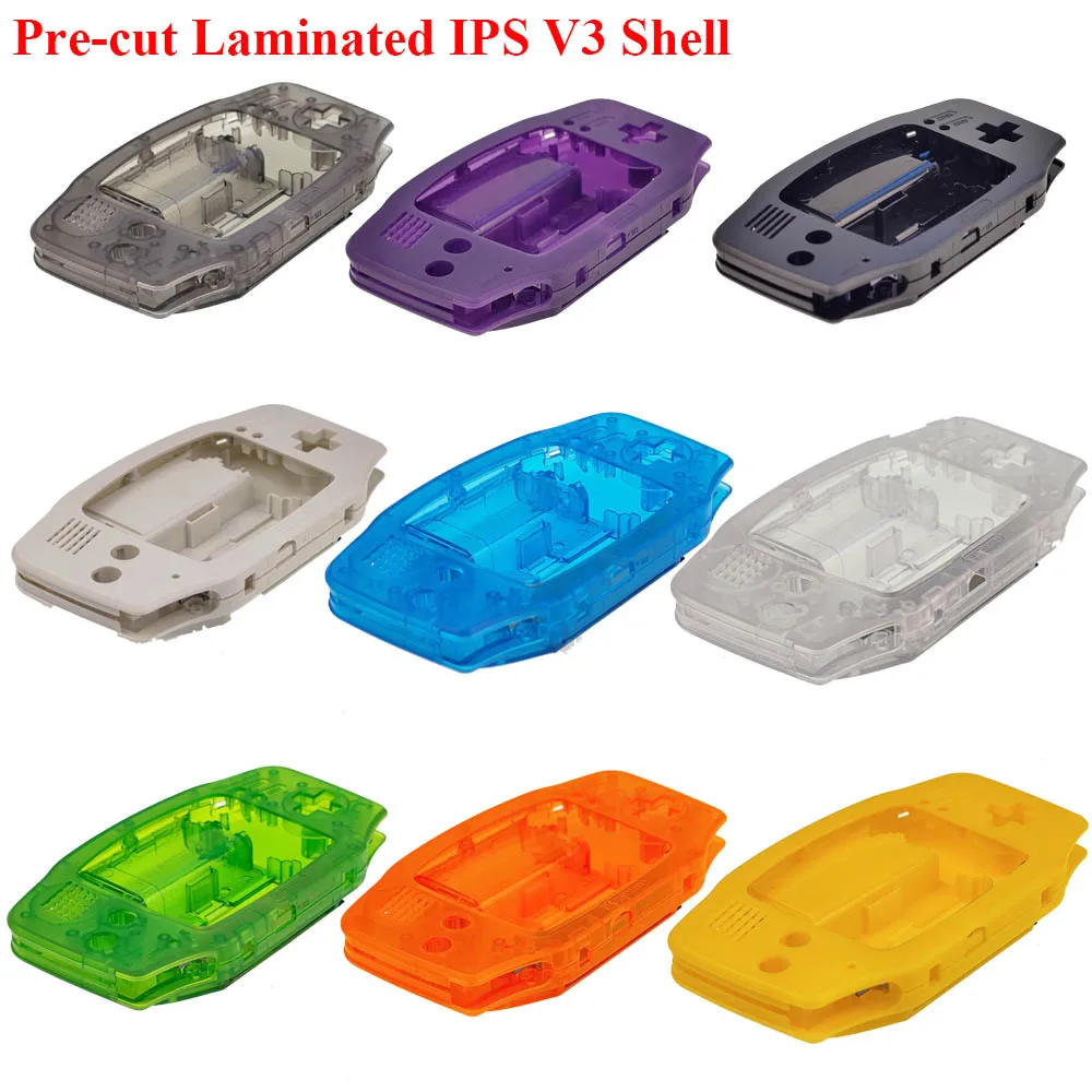 GBA Replacement Housing Shell for Gameboy Advance IPS V3 Laminated Shell for GBA IPS V3 Gaming Case with Sticker no need cut