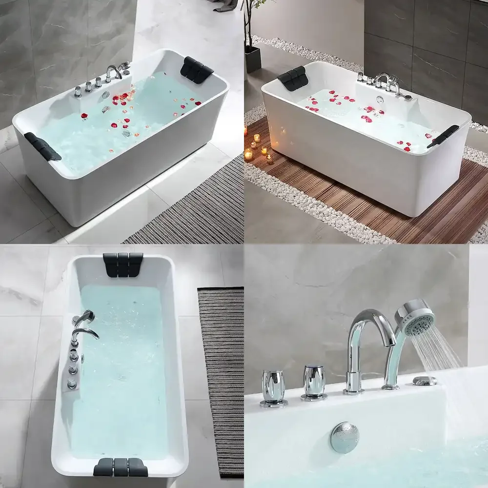 Qwinn 2026-Luxury UPC Modern Style Indoor Solid Surface Acrylic Freestanding Jaccuzi Bathtub Soaking Massage Bath Tub