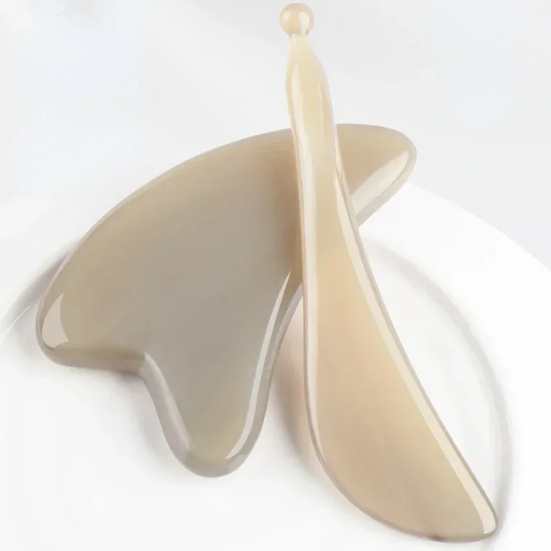 Facial Beauty Natural White Buffalo Horn Scrapping Plate Face Universal for Entire Body Massage Comb Thin Eye Muscle-Poking