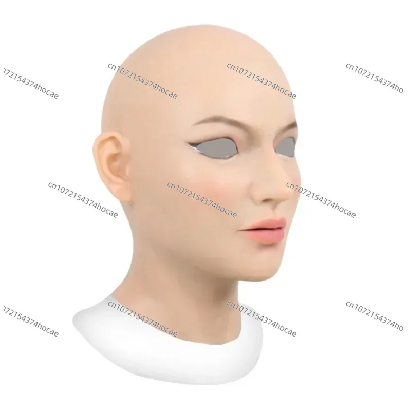 New Adult Full Head Mask Bald Female Shape of Silicone Dress Headwear Halloween Cosplay Accessories Mask Fake Girl Mask