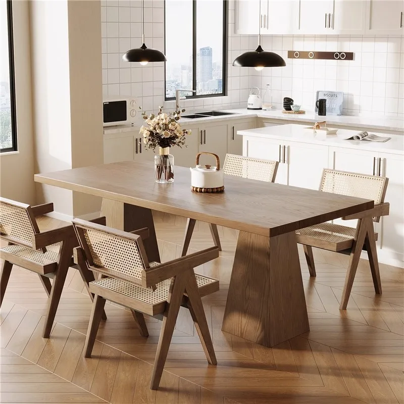 Solid wood dining table Minimalist high-end ash wood rectangular eating table