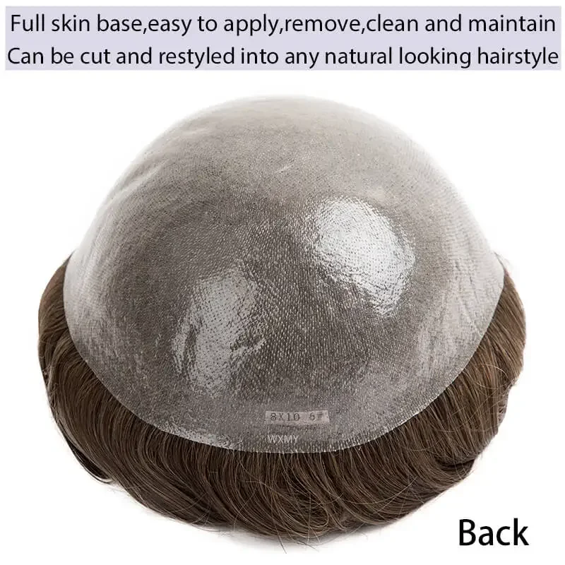 شعري طبيعي للرجال الشعر المستعار 0.04-0.06 مللي متر قاعدة الجلد الرقيق 6 "شعر مستعار بشري ريمي شعر مستعار الذكور الشعرية الاصطناعية