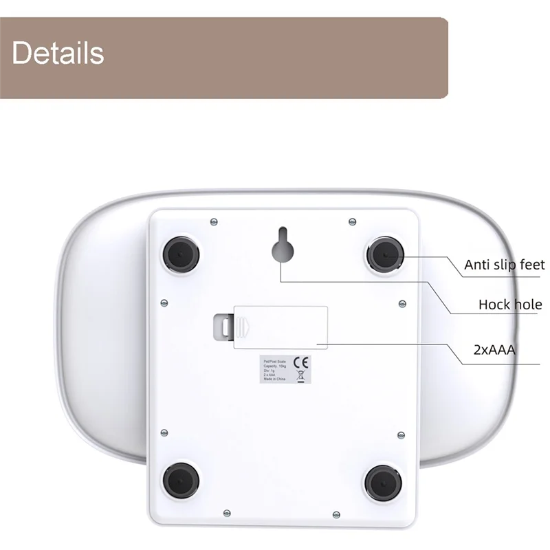 ABLN-balança para animais de estimação com bandeja removível, display LCD digital, design de borda curvada para pequenos animais de estimação, colocação estável