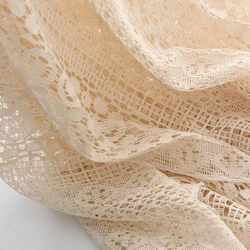 150x45cm Beige Lace Hollowed Out Fabric For Tablecloth Cloth, Hollowed Out Curtains Handmade DIY Sewing Fabric TJ8630