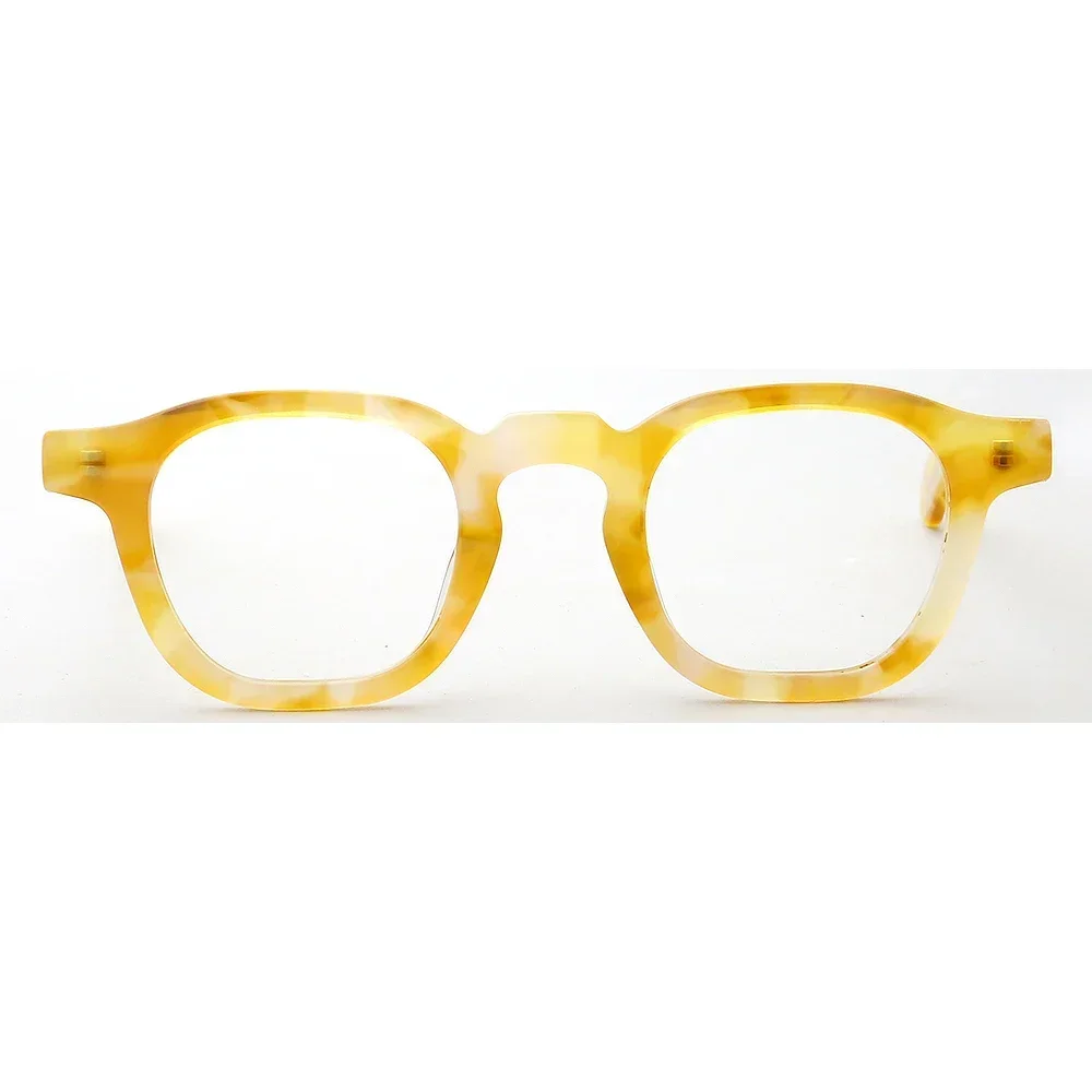 Classic Vintage Square Eyeglass Frames Women Men Prescription Optical Glasses Clear Stylish Spectacles Yellow Eyewear
