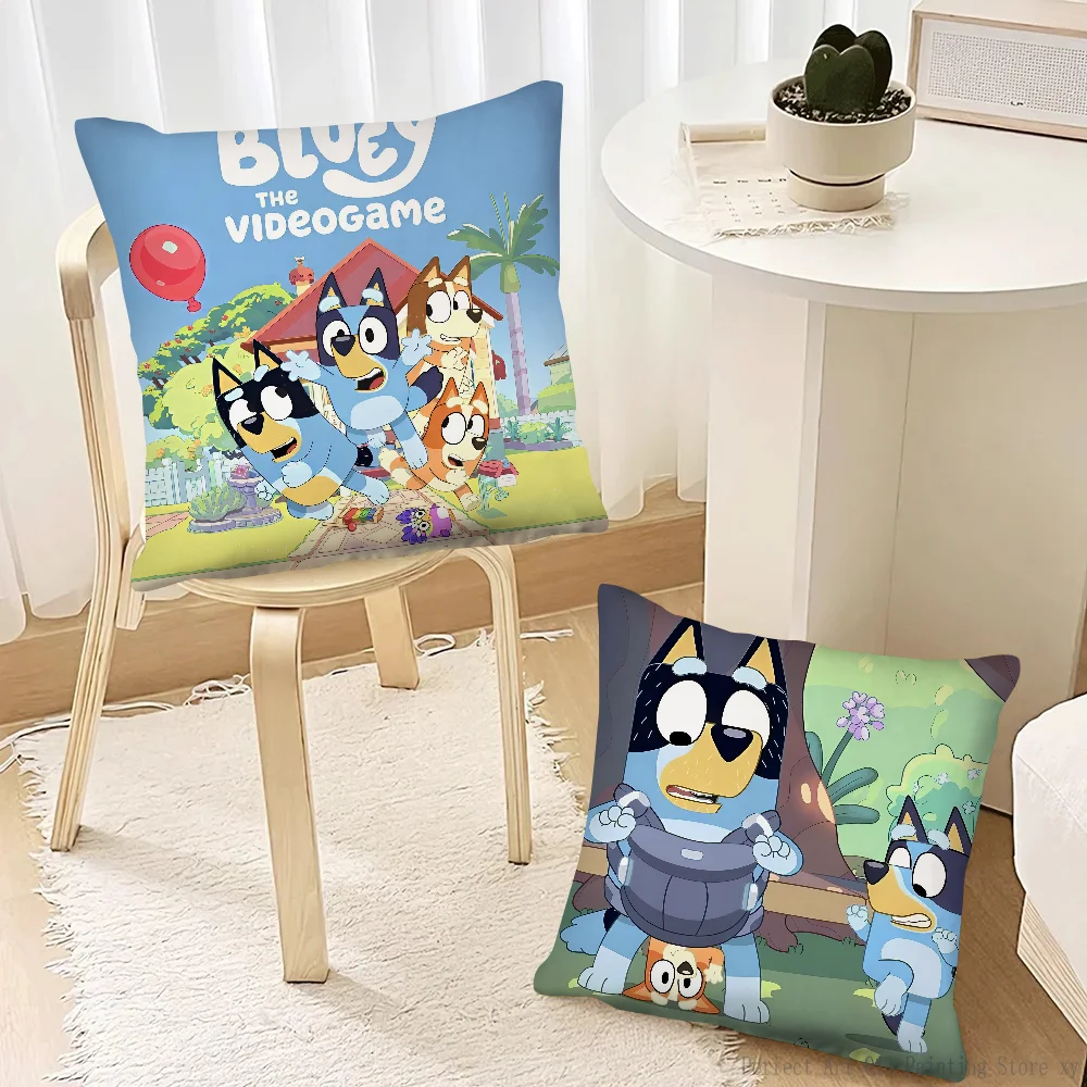 Cartoon Pillow Case Fashion Square Pillowcase Bedroom Sofa Room Ins Decoration Leisure B-Blueys Cushion Cover 40x40