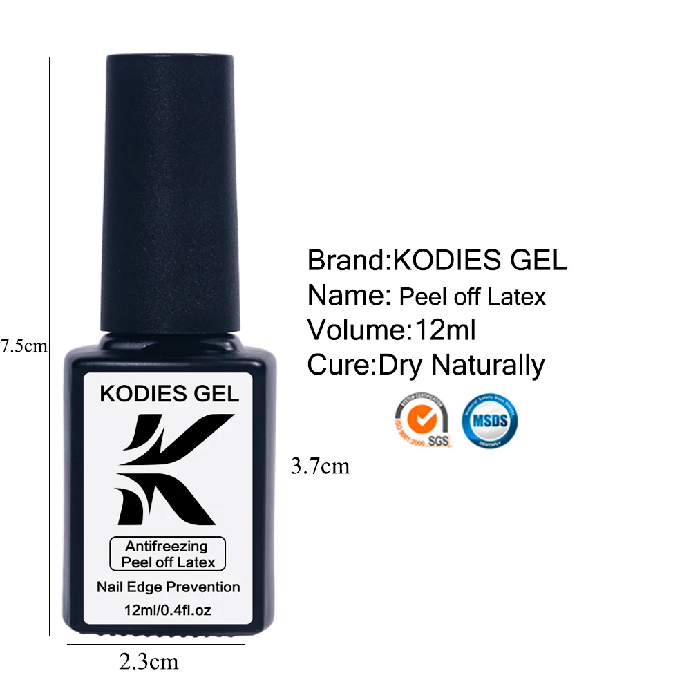 KODIES GEL 12ML Liquid Latex for Nails Peel Off Cuticle Guard Barrier Protector Fast Dry Nail Polish Stamp Skin Latex Tape Pink