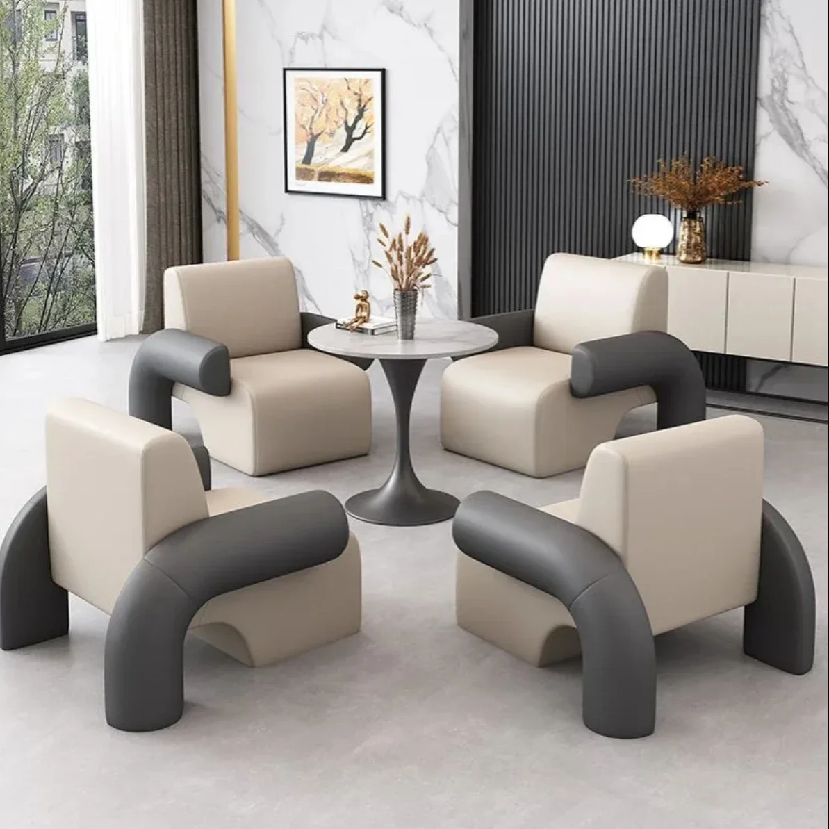 

#For Light luxury commercial cafe Hotel sales office Lobby lounge area Reception and negotiation guests Sofa table and chair set