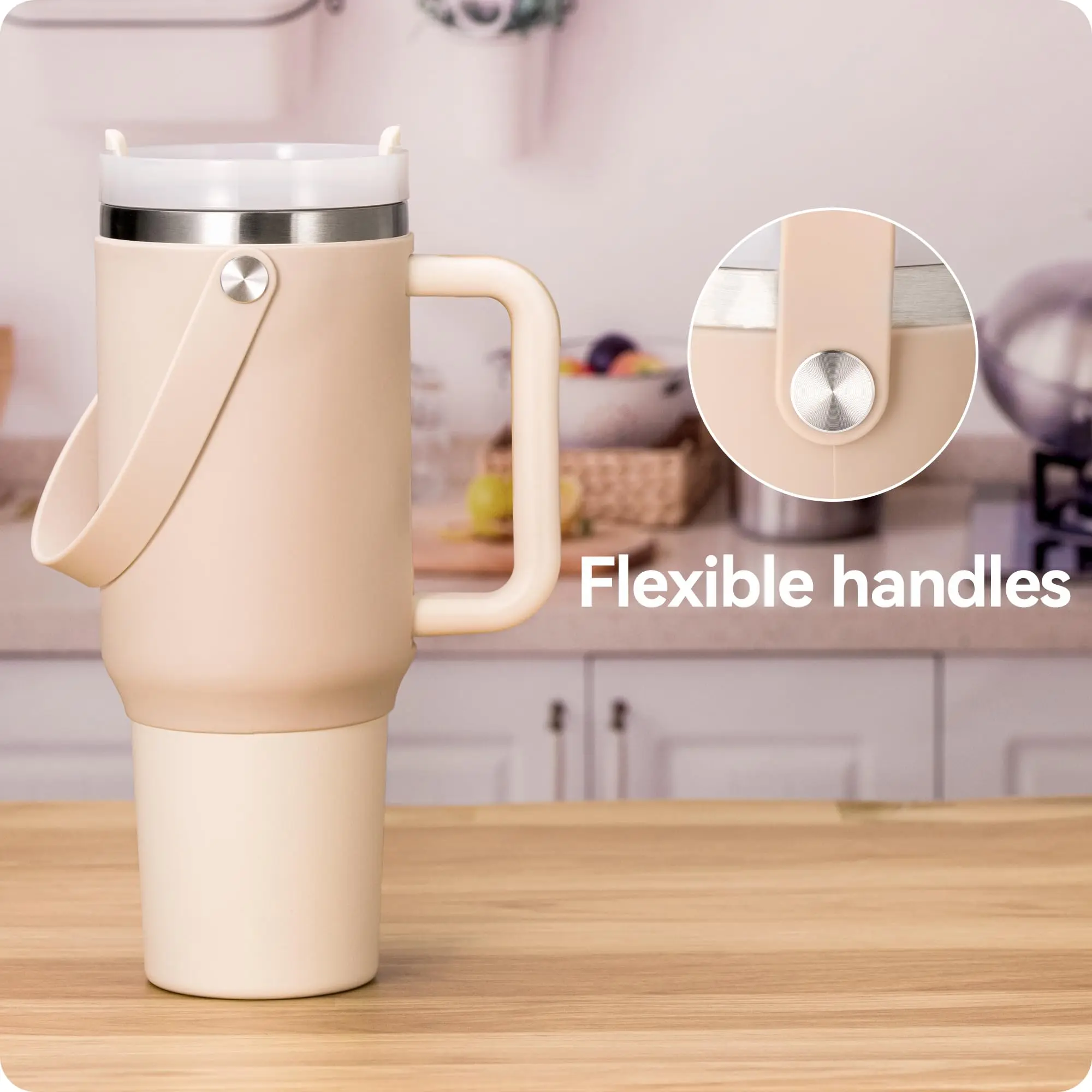 Cup Holder Case with Handle for Stanley 40 OZ Tumbler Accessories Silicone Water Bottle Carrier Sleeve