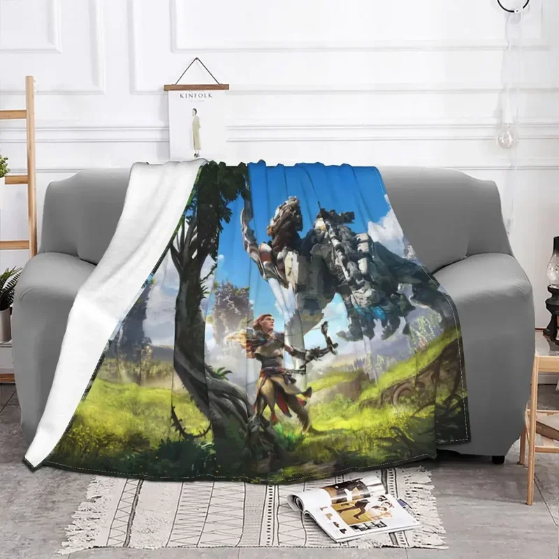 Horizon Zero Dawn Adventure Knitted Blanket Aloy Game Flannel Throw Blanket Autumn/Winter Personalised Soft Warm Bedspread