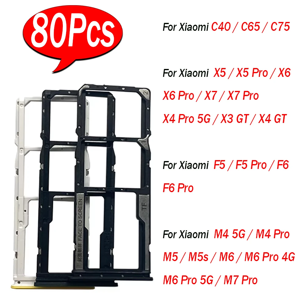 

80 шт., держатель ящика для лотка для SIM-карты, адаптер для Xiaomi Poco C40 C65 C75 X5 X6 X7 X4 F3 F4 F5 F6 M6 M7 M5 M4 Pro 5G