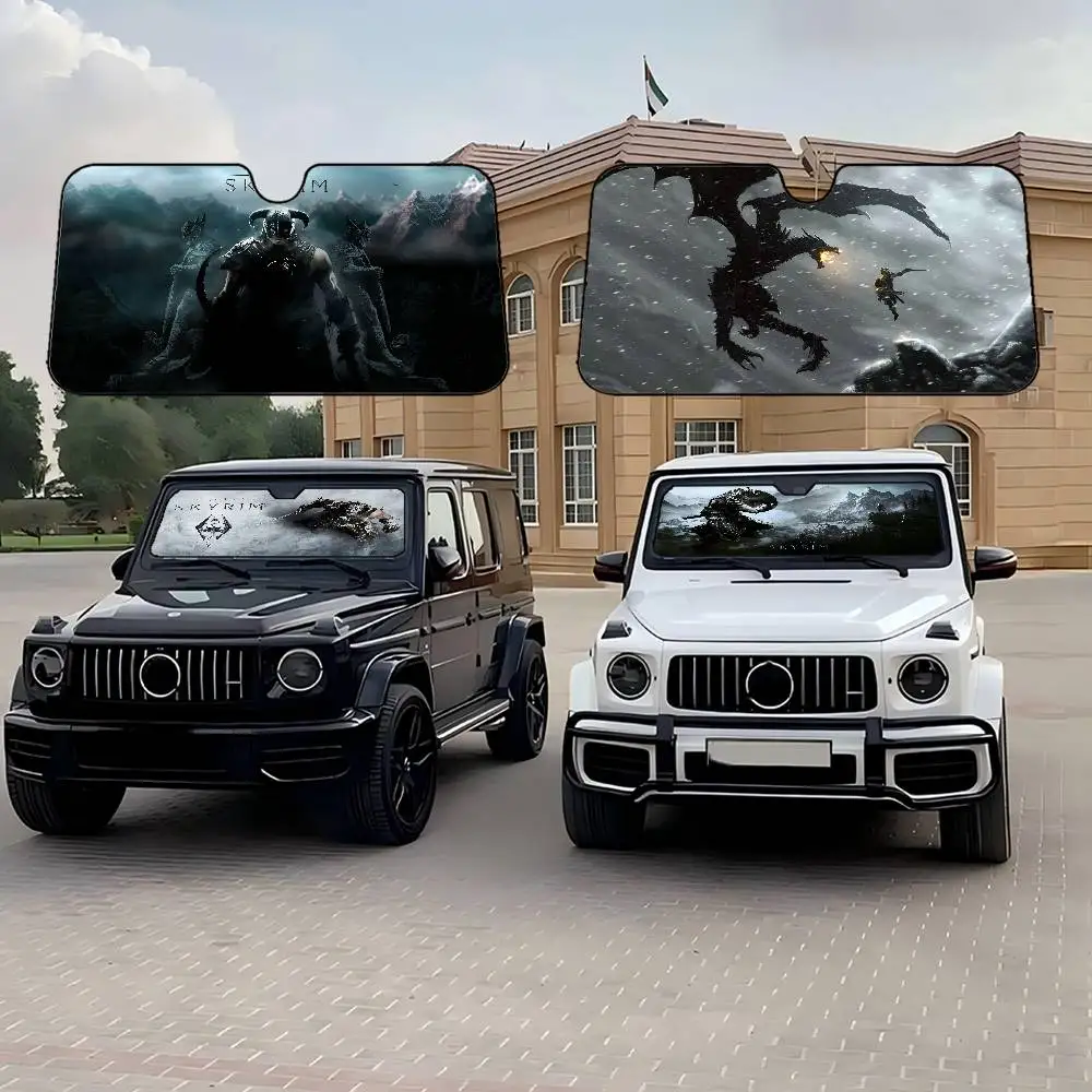 

Солнцезащитный козырек для переднего окна The E-Elder S-Scrolls V Skyrim, черная защита от ультрафиолета, затемняющая ткань, козырек на лобовое стекло, солнцезащитный козырек с автоматической шторкой