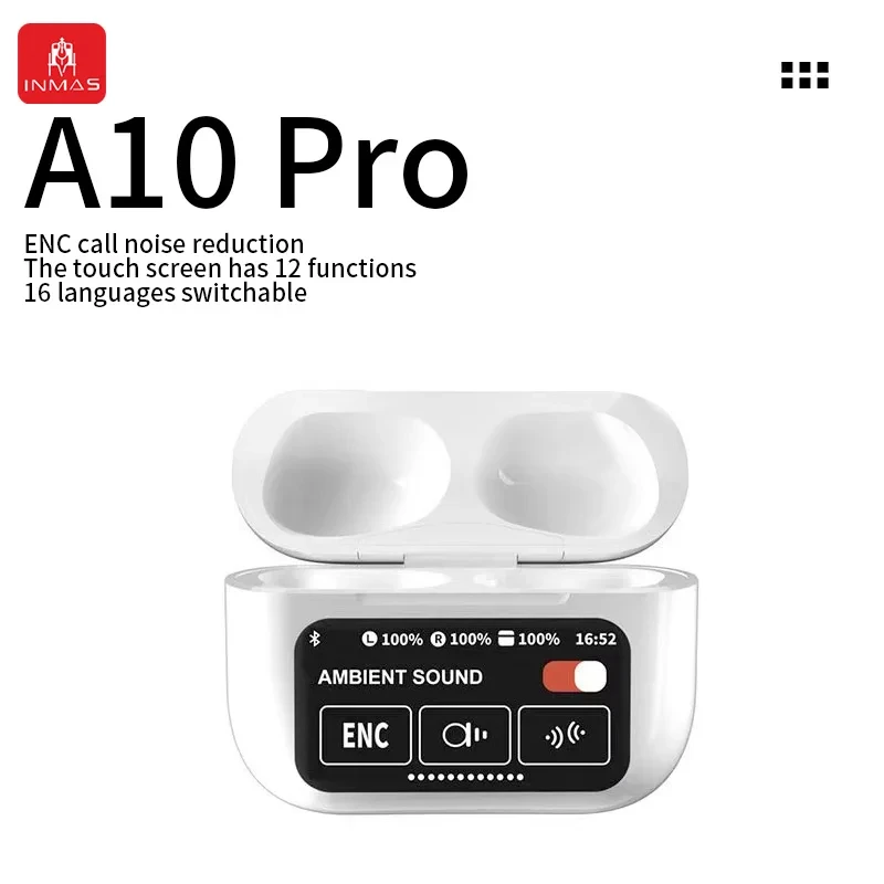 INMAS A10 Pro Wireless Bluetooth5.4 Earbuds ENC Touch Screen Headphones In-Ear Earphones Noise Cancelling Stereo Sound Headset