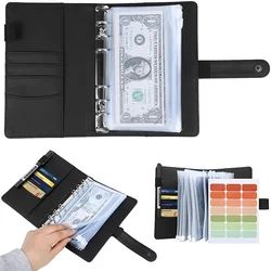 A6 Binder and 12 Transparent PVC Envelopes, Budget Binder with Cash Envelopes for Budgeting, Mini Binder Pockets Money Budget