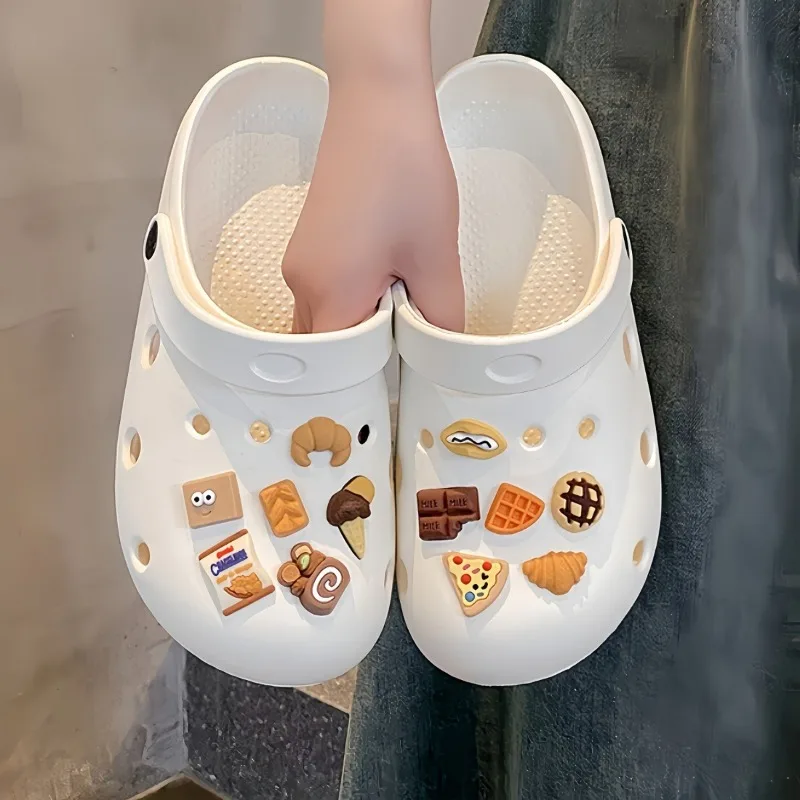 12pcs Hot Sale DIY Hole Shoes Charms Food and Desserts Accessories Designer Quality Garden Shoe Decoration Girl Gift 2025 New image 6