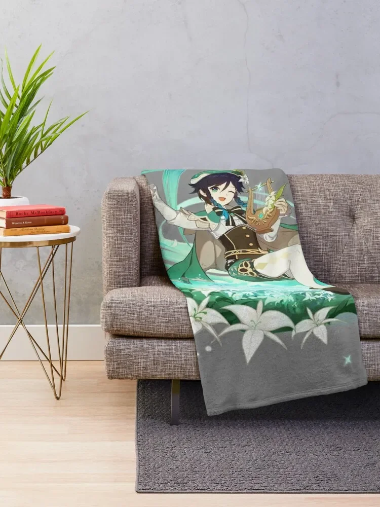 Genshin Impact - Venti Official Character Wish - Gacha Splash Art Throw Blanket For Baby Loose Blankets