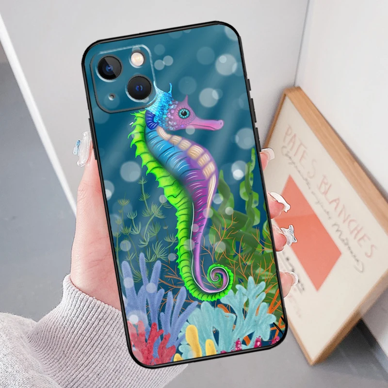 Seahorse Case Cover For iPhone 16 12 13 Mini 11 14 15 Pro Max Plus X XS XR SE 2020 SE 2022 Coque