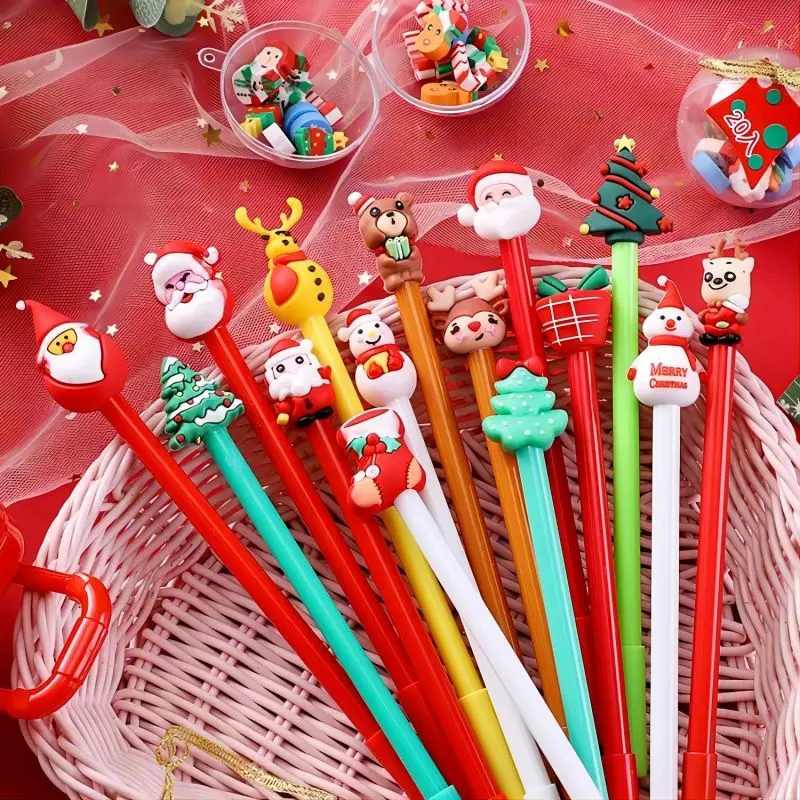 1Pc Kawaii Christmas Themed Gel Pens Signature Pen Black Ink Christmas Tree Elk Santa Gift School Office Stationery Supplies