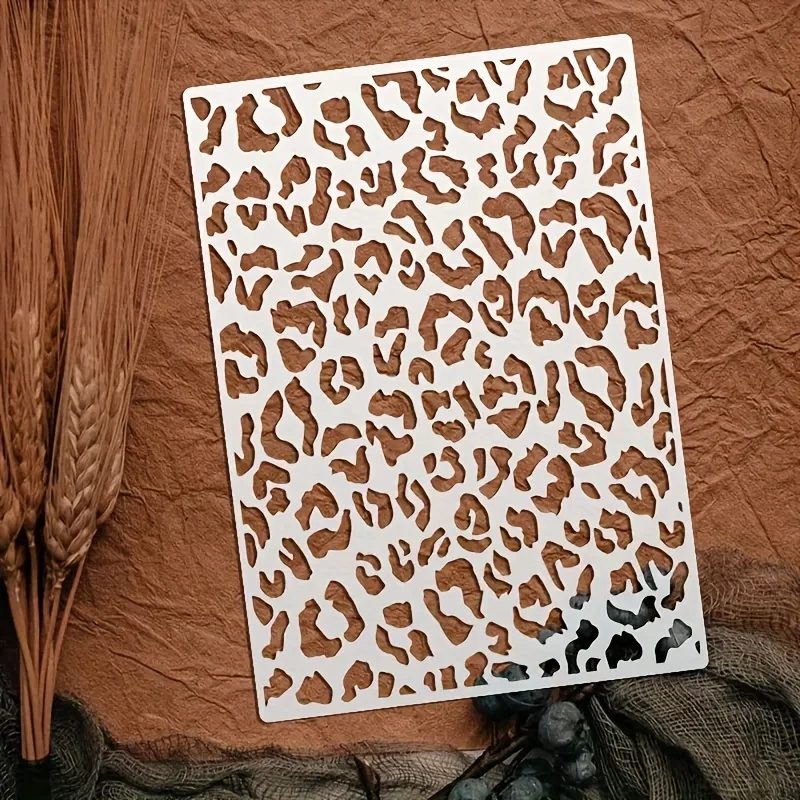 8,3 x 11,7 Zoll große Leopardenmuster-Malvorlage, wiederverwendbare, waschbare und flexible Kunststoffvorlage, geeignet für Tapeten – Detail 4