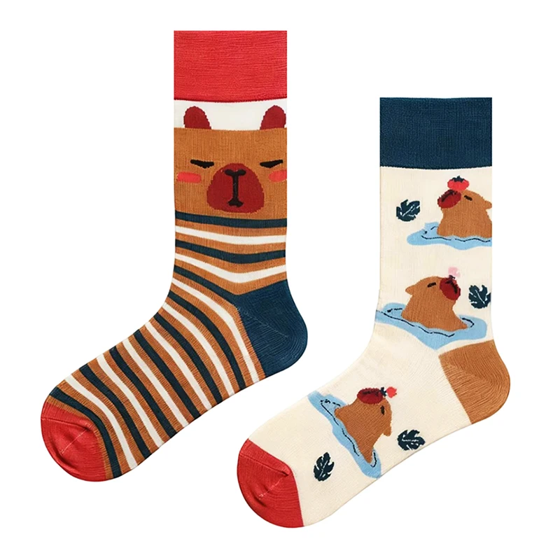 Original Design Funny Capibara Cotton AB Trend Crew Socks Unisex Cute Cartoon Irregular Socks Women Men Skateboard Long Socks