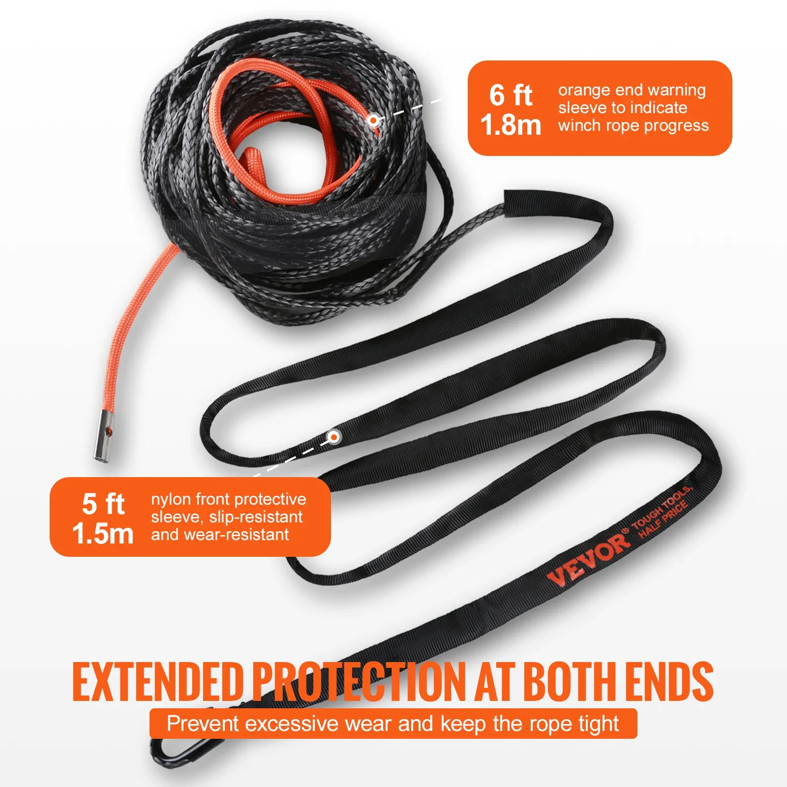 Truck Boat Replacement Line Cable Rope W/ Forged Hook ATV Car Outdoor Accessories SucceBuy 26500/32000 lbs Synthetic Winch Rope