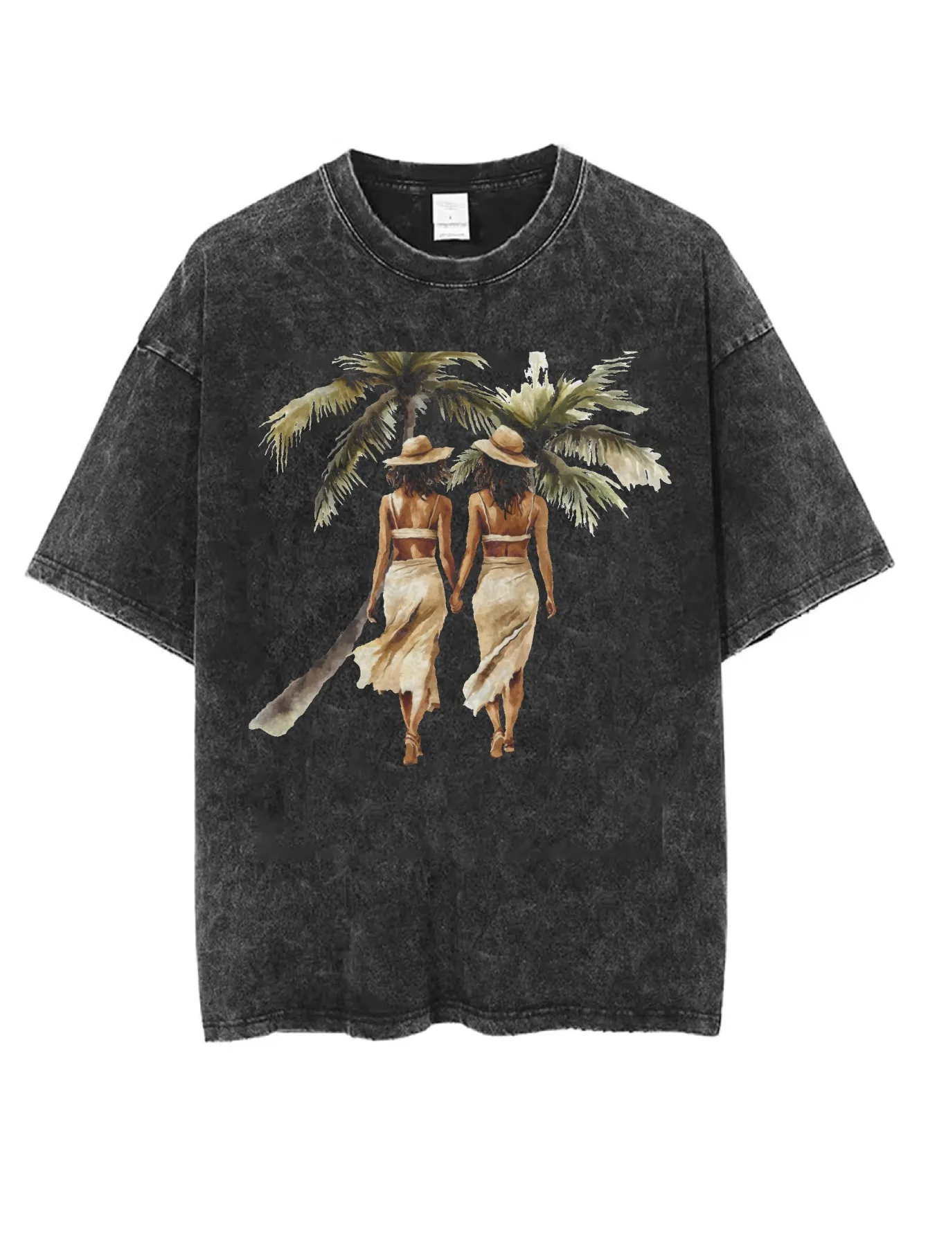 تي شيرت أسود مريح فضفاض ومغسول للرجال والنساء برقبة دائرية وطباعة الهالوين، قميص كاجوال شتوي الأكثر مبيعًا