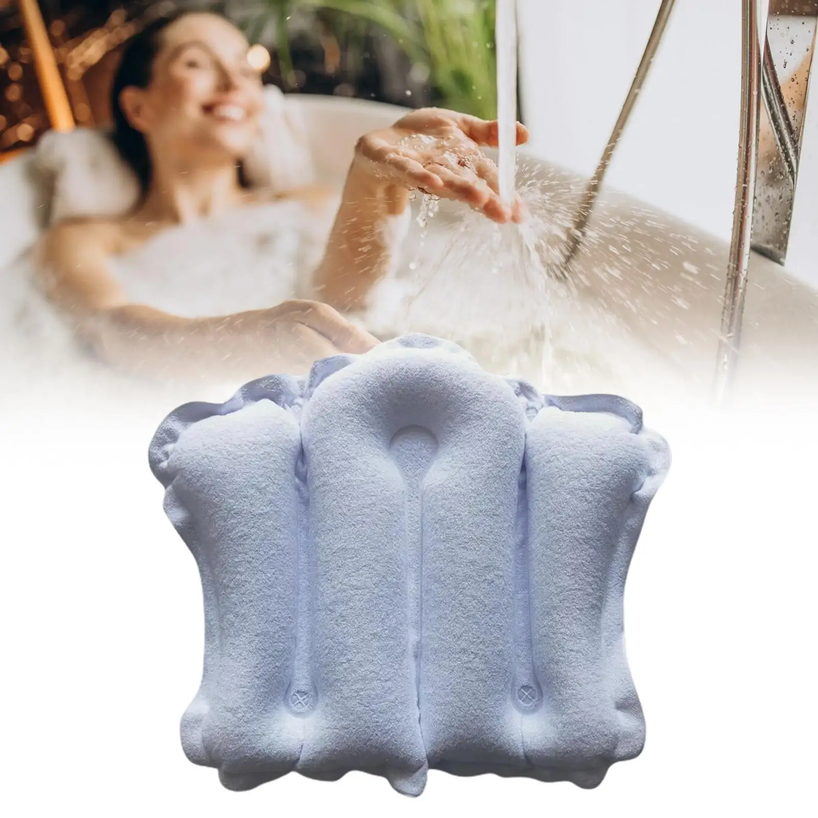 Inflatable Bath Pillow Waterproof Neck Support Tub Pillow SPA Bathtub Head Rest for Tub Bath Pool Neck and Shoulders Aid SPA