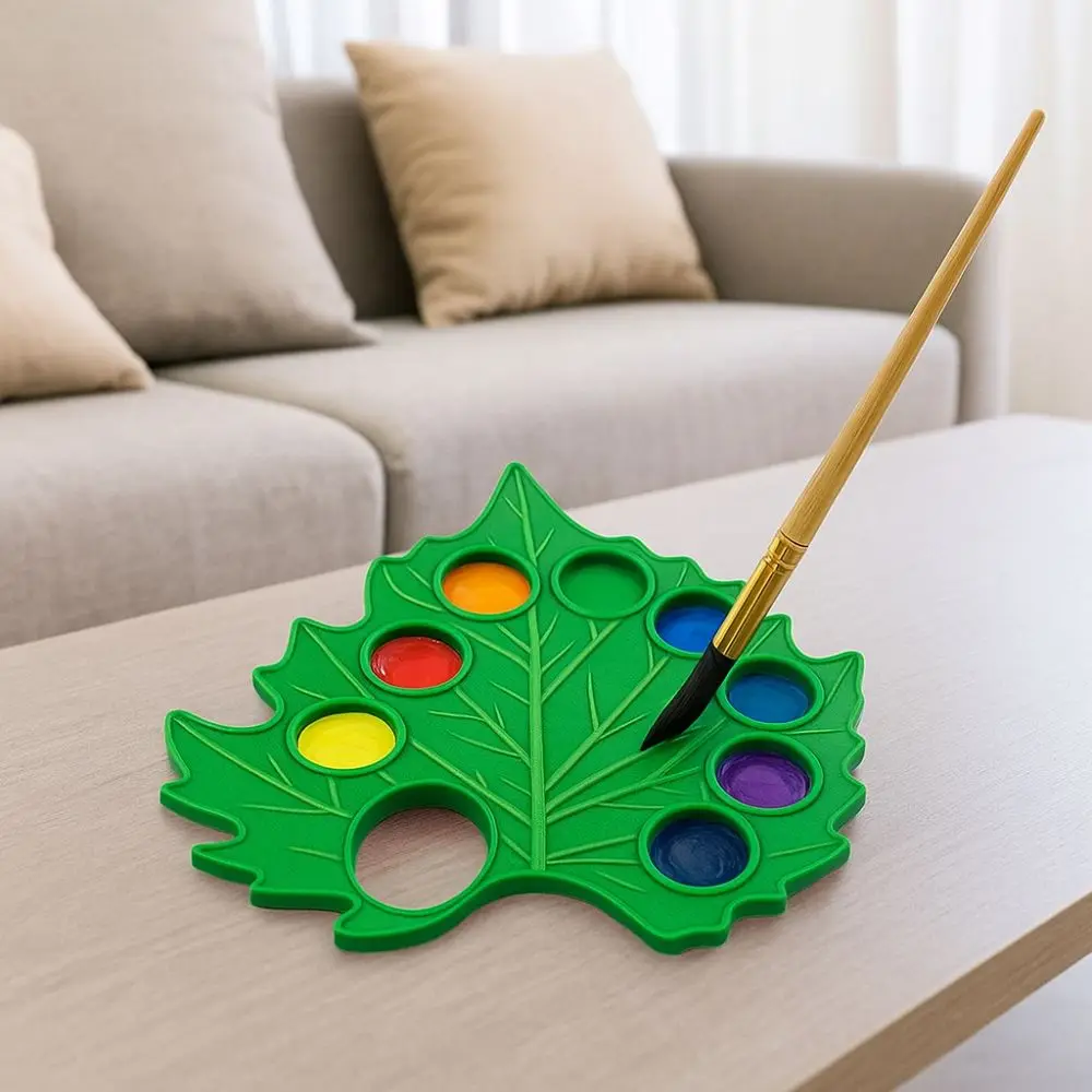 

Portable Green Leaf Watercolor Palette Plant Shape Reusable Paint Palette Removable Drawing Tool Oil Paint