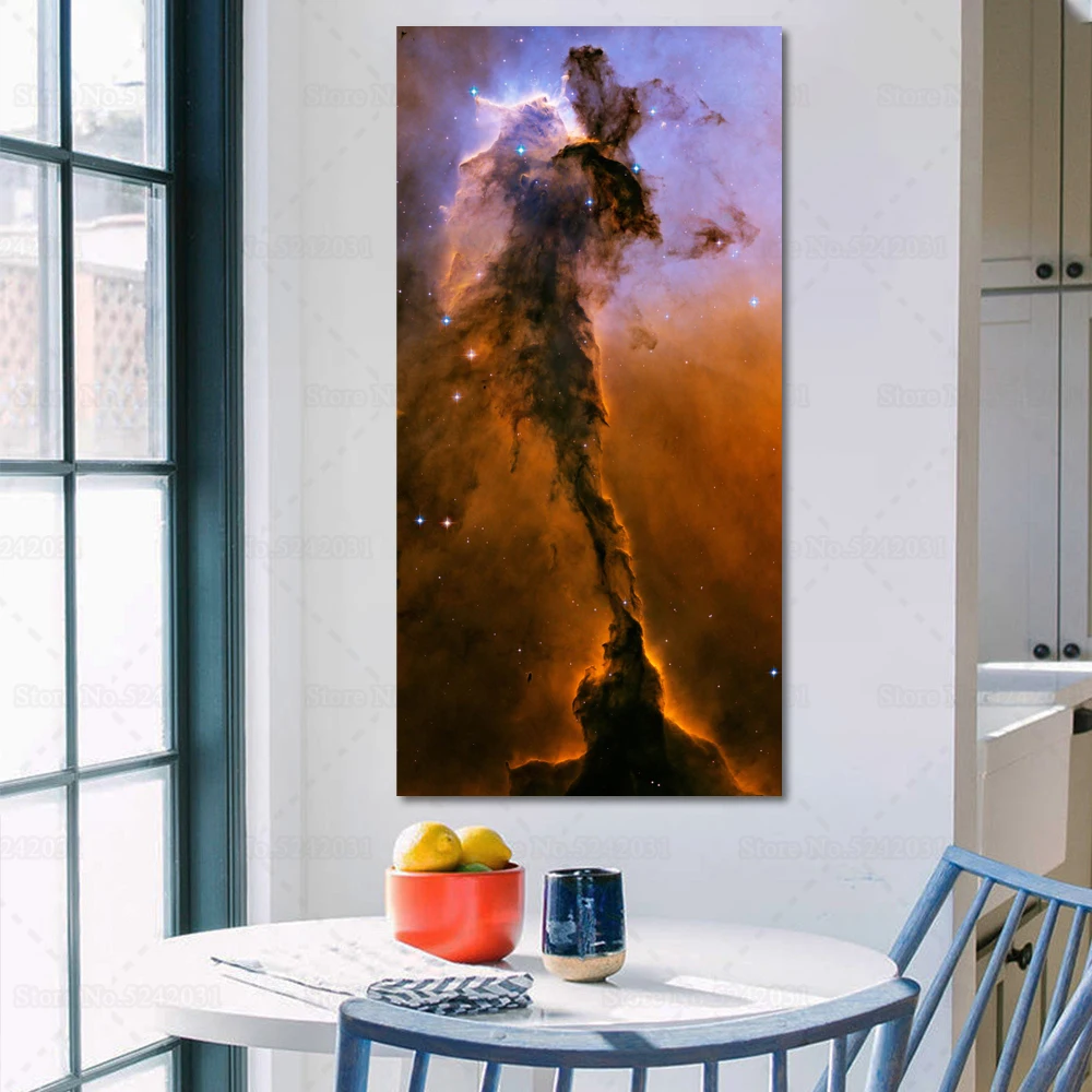 Eagle Spire Galaxy Panorama Canvas Painting Space Exploration Eagle Nebula Moon Landing Gorgeous Wall Art Decor