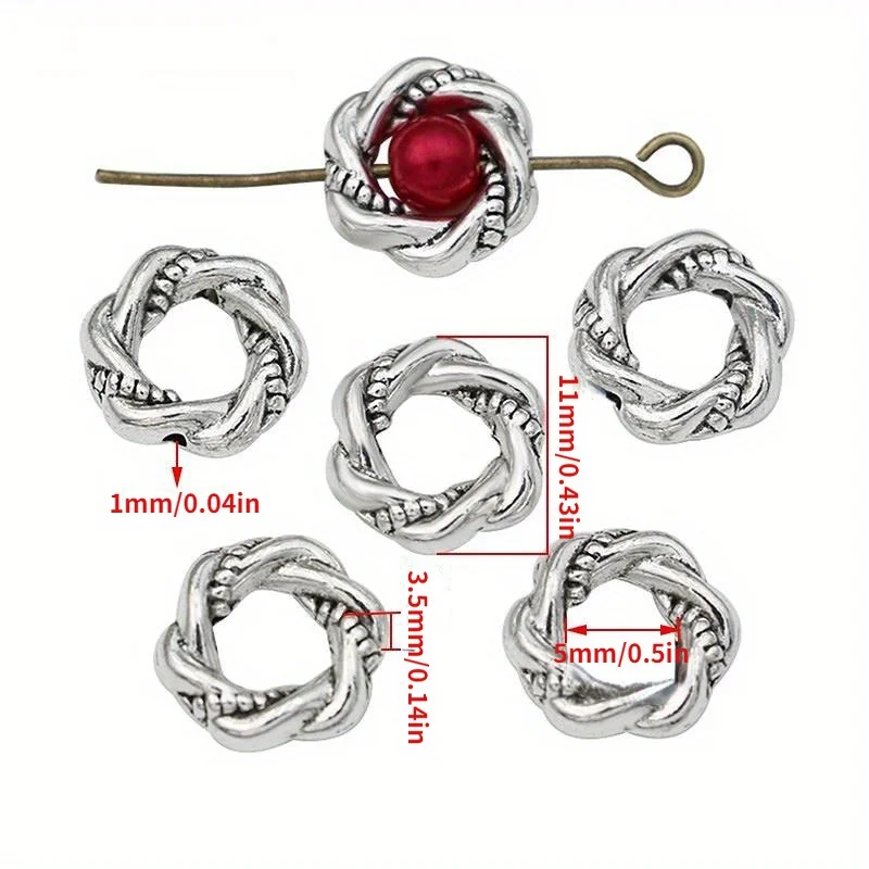 40PCS 10mm Antique Plated Round Bead Frame Pendants for Bracelet Jewelry Making DIY Accessories Craft