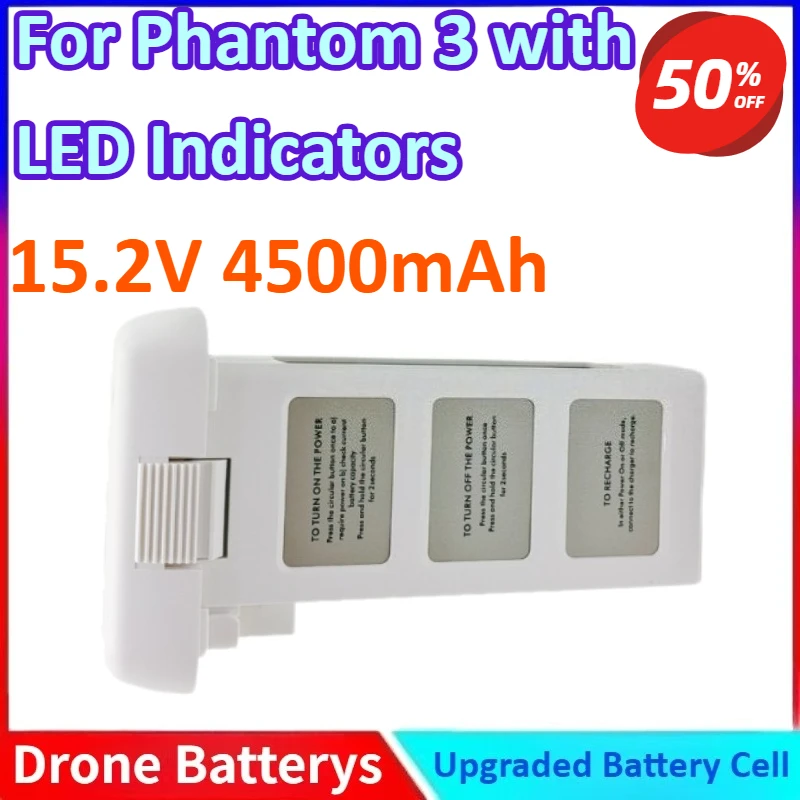 

15.2V 4500mAh LiPo Intelligent Flight Battery for Phantom3 Pro Advanced 4K SE Long Flight Time Replacement with Grey/Green Label