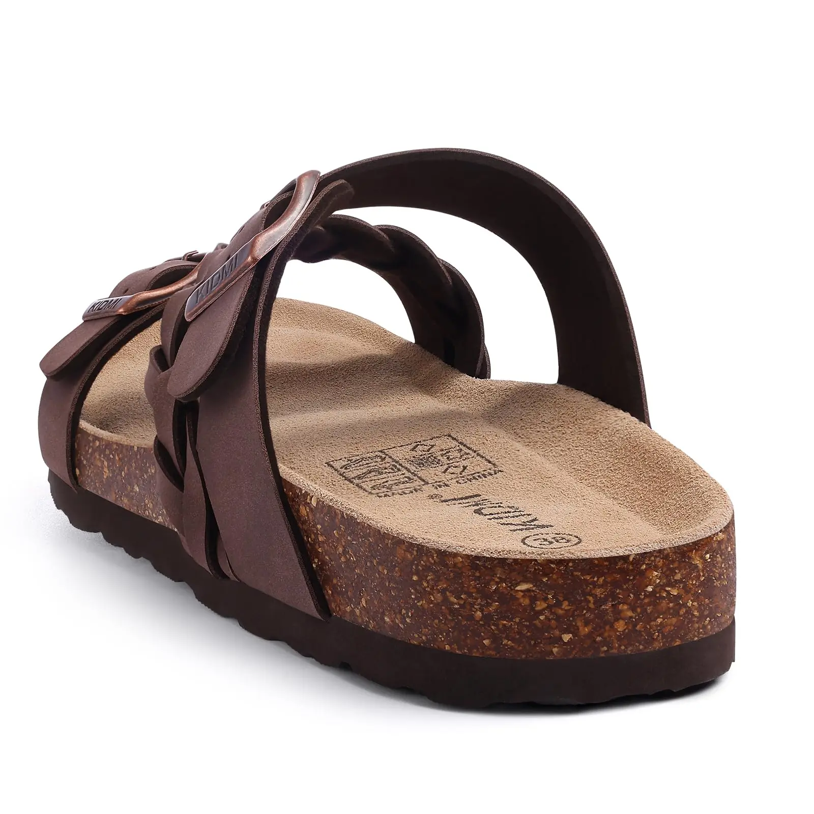 Litfun Classic Women's Cork Slippers With Arch Support Lady Summer Cork Sandals Trendy Slip-On Slippers With Adjustable Buckle