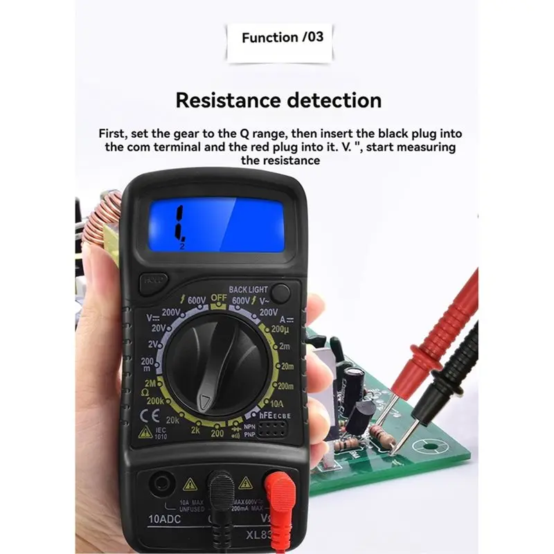 CQMF-XL830L 다기능 디지털 멀티미터 저항 전압 측정 AC/DC 볼트미터 DC 암미터 테스터