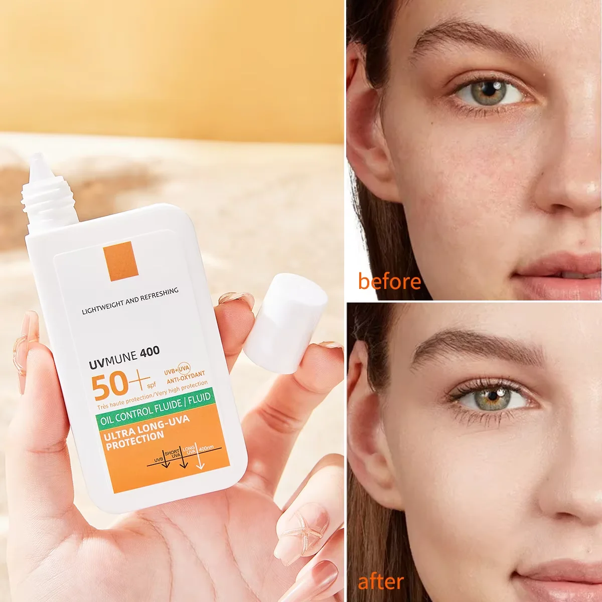 Natural Seaside Vacation Waterproof Sunscreen Post Sun Repair and Soothing Lotion Outdoor High Protection Sunscreen Cream