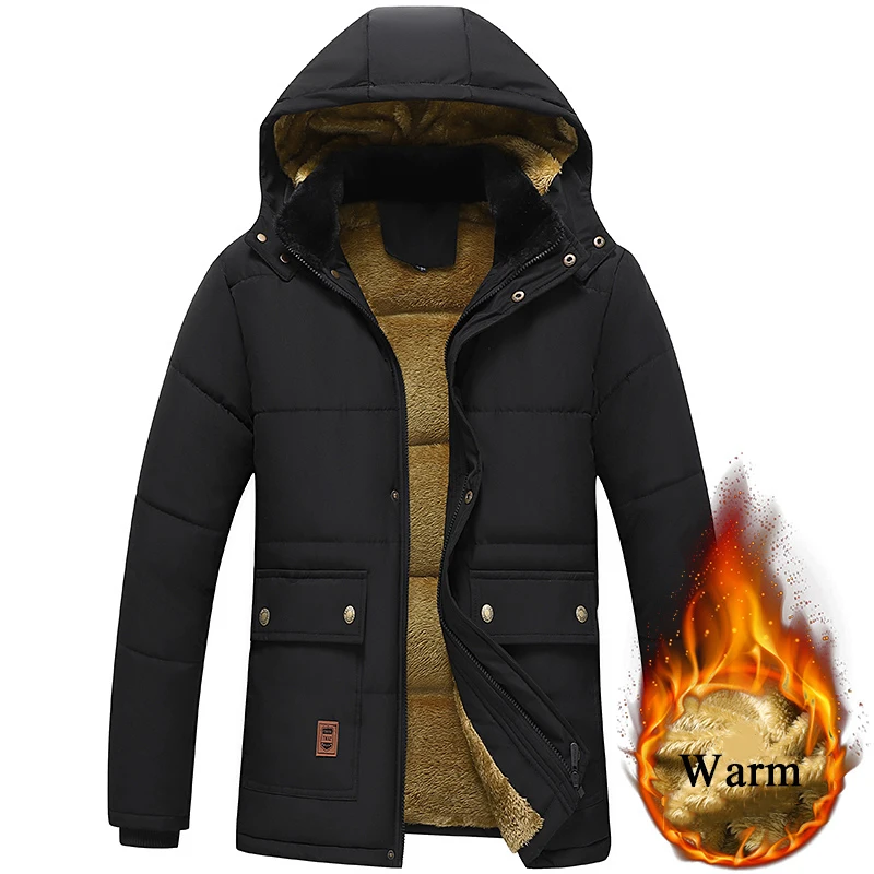 2024 Winter Windproof Men\'s Coat Plush Thicked Keep Warm Men\'s Jacket Classic Parkas For Men Hooded Fur Collar Outdoor Overcoat