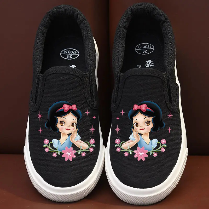 Disney zapatos de princesa Elsa de Frozen para niños, zapatillas deportivas blancas de lona para niñas, zapatillas informales de tenis de dibujos