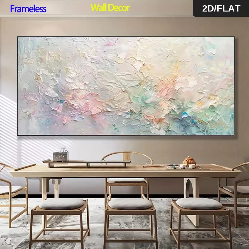 2D Flat, 2D Flat, Frameless Modern Abstract Canvas Wall Art, 1pc Featuring Vibrant Pink, Blue, And Green Swirling Textures, Suit
