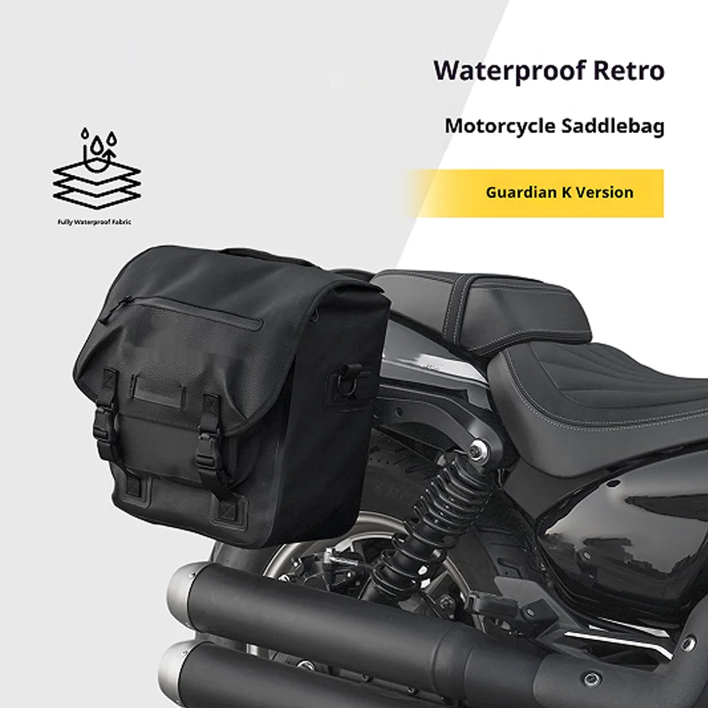 For Retro Motorcycle Quick Release Waterproof Saddlebag Vintage Side Bag 20-25L Full Face Helmet No-Drill Accesorios Moto