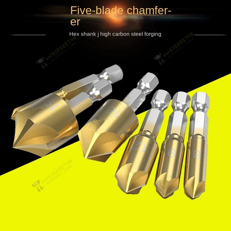 

Chamfer 90 degree five-blade knife pvc wood board, round hole trimming, woodworking deburring, stainless steel, countersunk