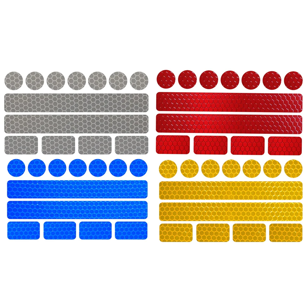 4pcs Reflective Tape Safety Stickers Self-adhesive Warning Caution Conspicuity Sticker Strip for Motorcycles Bicycles (Yellow, W