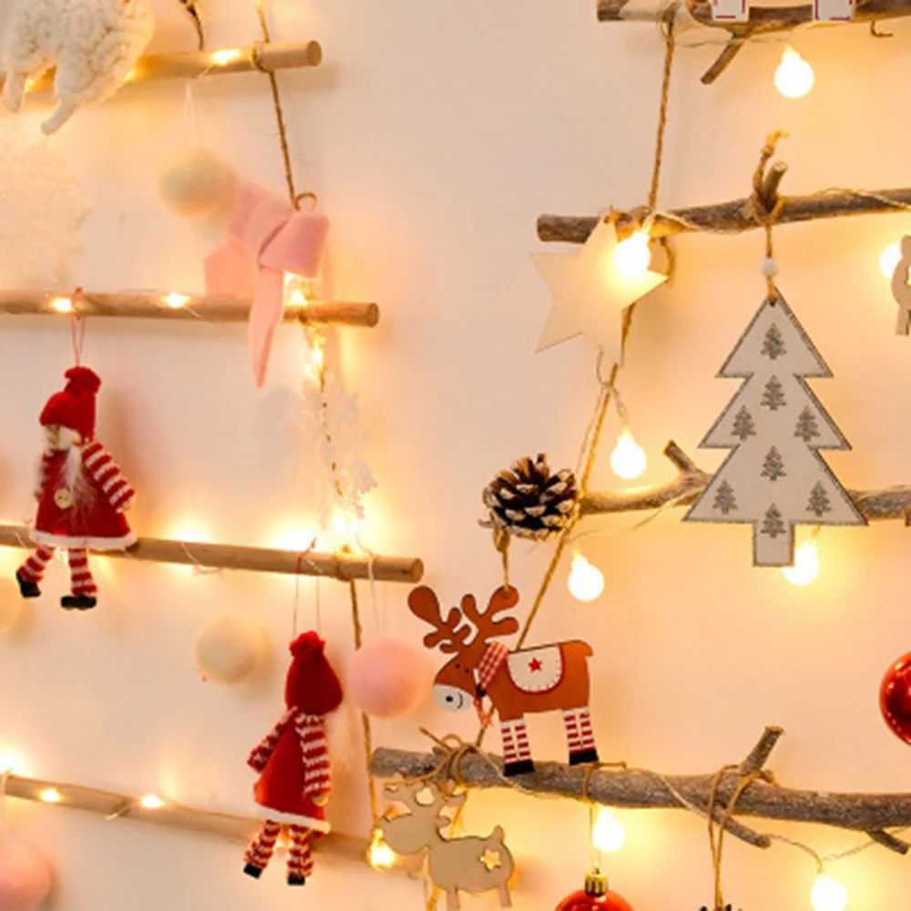 DIY Wooden Christmas Tree Wooden Wall Hanging Christmas Tree New Year Decoration for Home Ornaments White