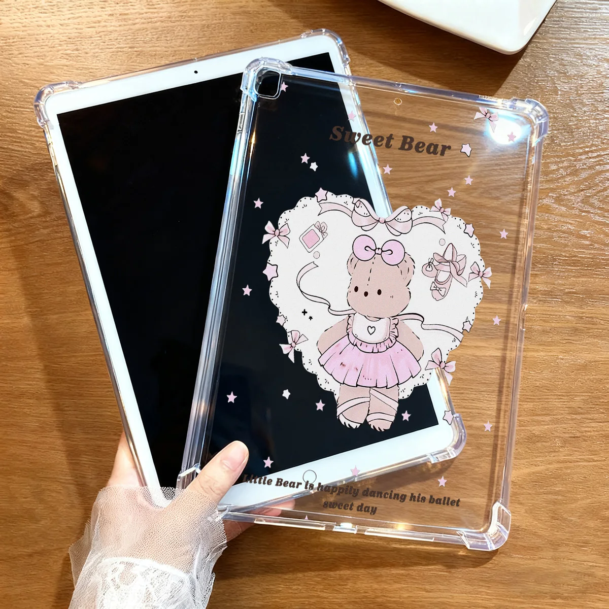 Cute Bear Clear Case For iPad Pro 12.9 13 11 inch 9.7 iPad 11 10.9 6 5 10.2 4 3 2 Mini 7 6 5 4 3 2 1 Air 13 11 2 Fundas Capa