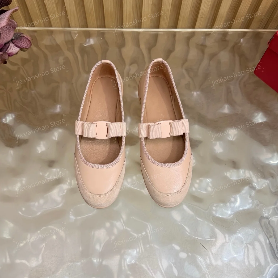 2026 New Arrival Autumn Handmade Lovely Genuine Leather Round-Toe Ballet Dance Shoes Butterfly-Knot Decora Mary Janes Banquet